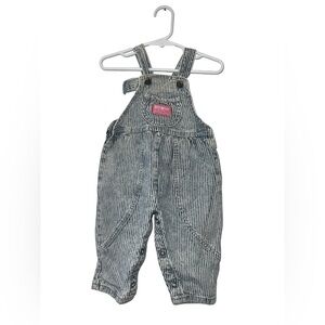Vtg OshKosh B'gosh acid wash hickory stripe bubble romper 12m made USA